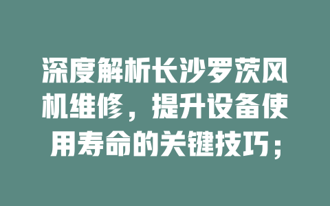 深度解析長沙羅茨風機維修,提升設備使用壽命的關鍵技巧; 一