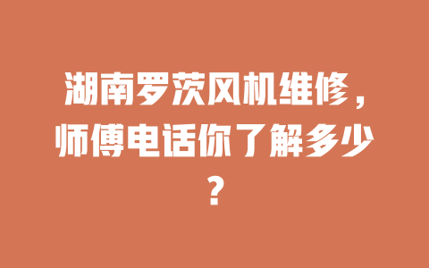 湖南羅茨風機維修,師傅電話你了解多少? 一