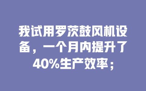 我試用羅茨鼓風機設備,一個月內提升了40%生產效率; 一